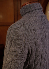Anderson Cable Knit Super-soft Lambswool Sweater - Selvedge Blue