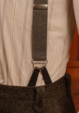 Button Braces w/ Silver Fittings - Black Grain