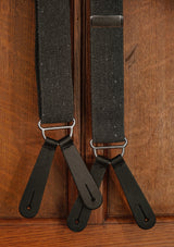 Button Braces w/ Silver Fittings - Black Grain