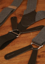 Button Braces w/ Silver Fittings - Black Grain