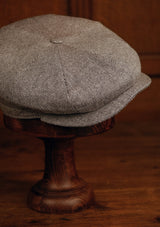 Ridgmount Baker Boy - (Narrow-Width) Low Contrast Grey Herringbone Pure Silk