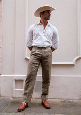 Coleman Classic Trouser - Sage Herringbone