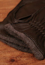 Cashmere Lined Deerskin Leather Gloves - Black
