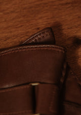Cashmere Lined Smooth Leather Gloves - Chestnut