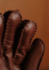 Cashmere Lined Smooth Leather Gloves - Chestnut
