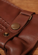 Cashmere Lined Smooth Leather Gloves - Chestnut
