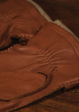Cashmere Lined Deerskin Leather Gloves - Tan