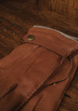 Cashmere Lined Deerskin Leather Gloves - Tan