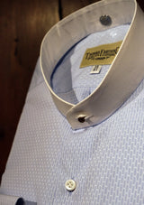 Grandad Collar Cotton Shirt - Light Blue
