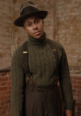 Anderson Cable Knit Super-soft Lambswool Sweater - Loden Green