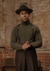 Anderson Cable Knit Super-soft Lambswool Sweater - Loden Green