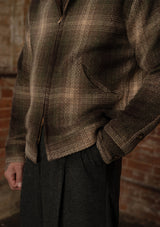 Midtown Pure Wool Cropped w/ 1940s Talon Zipper Jacket - Green Plaid