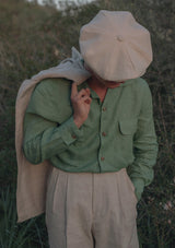 Long Sleeve Linen Board Shirt - Green