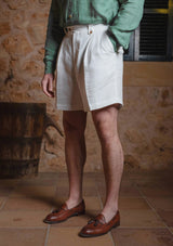 Gene Pure Linen Shorts - White