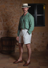 Long Sleeve Linen Board Shirt - Green