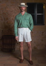 Long Sleeve Linen Board Shirt - Green