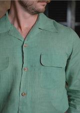Long Sleeve Linen Board Shirt - Green