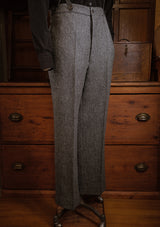 Grayson Fishtail Trousers - Flint Herringbone