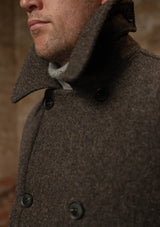 Storm-Collar Pure Wool Pea Coat - Ashmore Flint