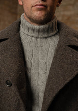 Storm-Collar Pure Wool Pea Coat - Ashmore Flint