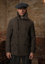 Storm-Collar Pure Wool Pea Coat - Ashmore Flint