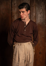 Long Sleeve Henley - Tobacco