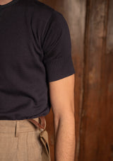 Short Sleeve Henley - Navy