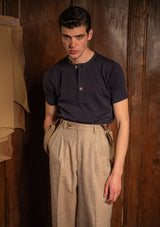 Short Sleeve Henley - Navy