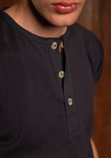 Short Sleeve Henley - Navy