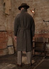 Horsley Raglan Pure Wool Belted Overcoat - Walnut & Stone Herringbone
