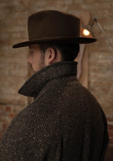 Horsley Raglan Pure Wool Belted Overcoat - Walnut & Stone Herringbone