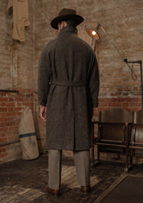 Horsley Raglan Pure Wool Belted Overcoat - Walnut & Stone Herringbone