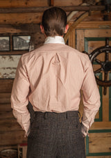 Club Collar Japanese Cotton Shirt - Redwood Stripe