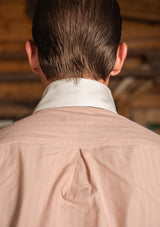 Club Collar Japanese Cotton Shirt - Redwood Stripe