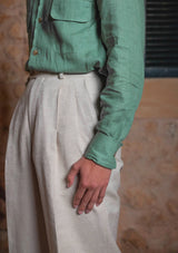 Clark Pure Linen Trousers - Oatmeal