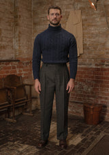 Anderson Cable Knit Super-soft Lambswool Sweater - Midnight Blue