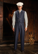 Cropped Waistcoat - Navy Herringbone