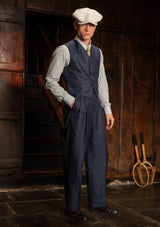Cropped Waistcoat - Navy Herringbone