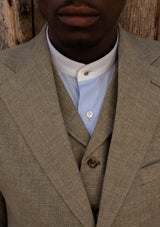 Grandad Collar Cotton Shirt - Light Blue