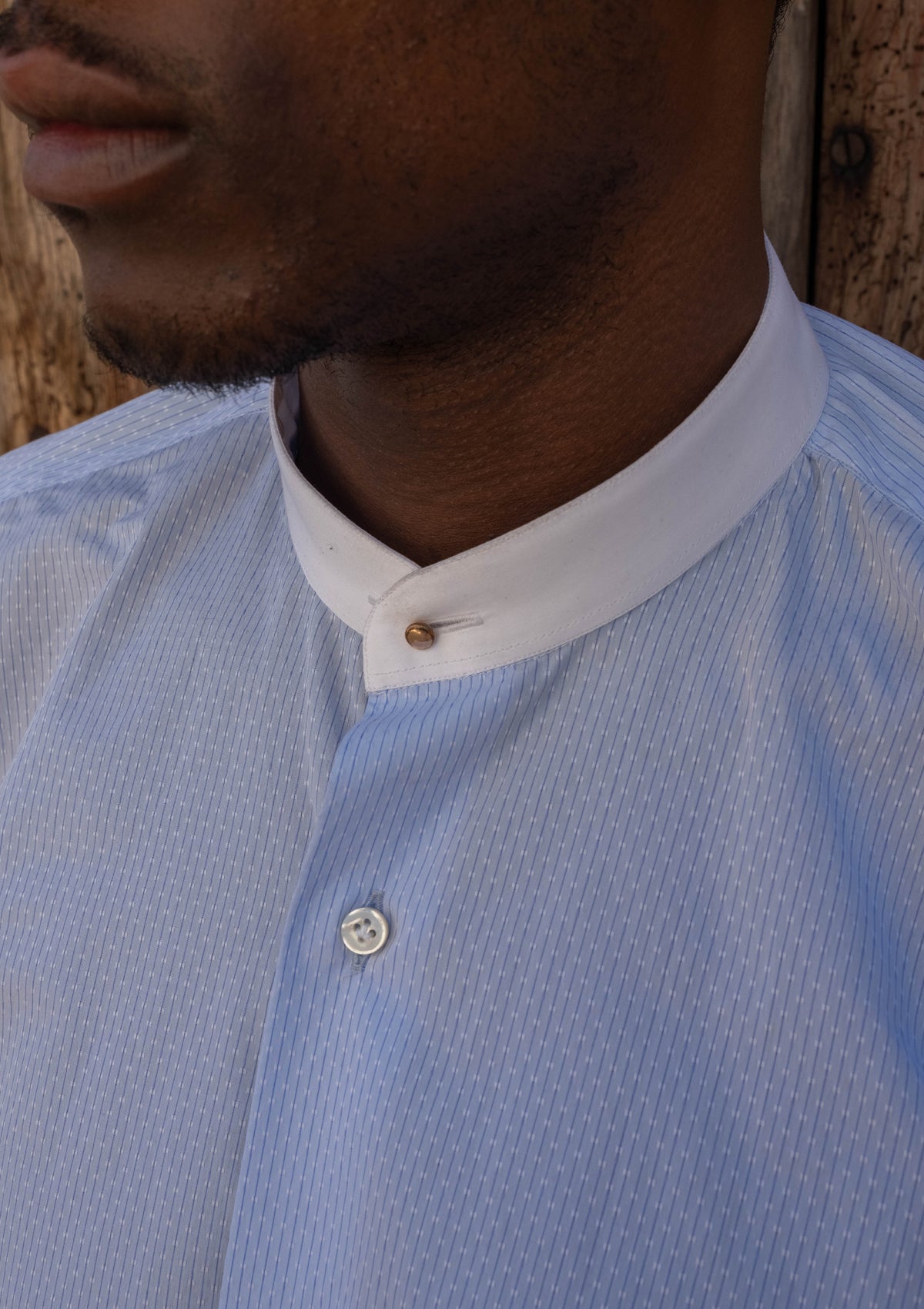 Tokyo Laundry Camicia Uomo Misto Cotone E Lino - Colore Azzurro, Maniche Lunghe, Colletto Alla Coreana, Taglia XL