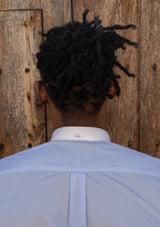 Grandad Collar Cotton Shirt - Light Blue
