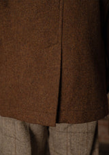 Storm-Collar Pure Wool Pea Coat - Tawny Rust