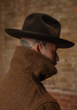 Storm-Collar Pure Wool Pea Coat - Tawny Rust