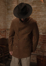 Storm-Collar Pure Wool Pea Coat - Tawny Rust