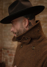 Storm-Collar Pure Wool Pea Coat - Tawny Rust