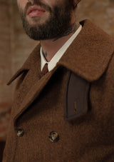 Storm-Collar Pure Wool Pea Coat - Tawny Rust