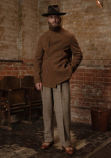 Storm-Collar Pure Wool Pea Coat - Tawny Rust