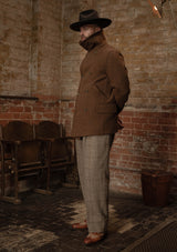 Storm-Collar Pure Wool Pea Coat - Tawny Rust