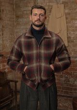 Midtown Pure Wool Cropped w/ 1940s Talon Zipper Jacket - Red & Navy Plaid