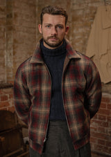 Midtown Pure Wool Cropped w/ 1940s Talon Zipper Jacket - Red & Navy Plaid